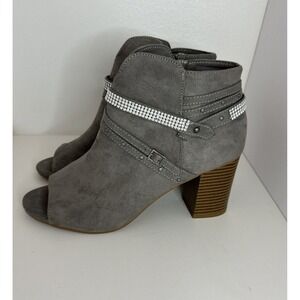 SO Authentic American Heritage Boots Womens 9 M Hawgrey Peep Toe Zip Heels Gray